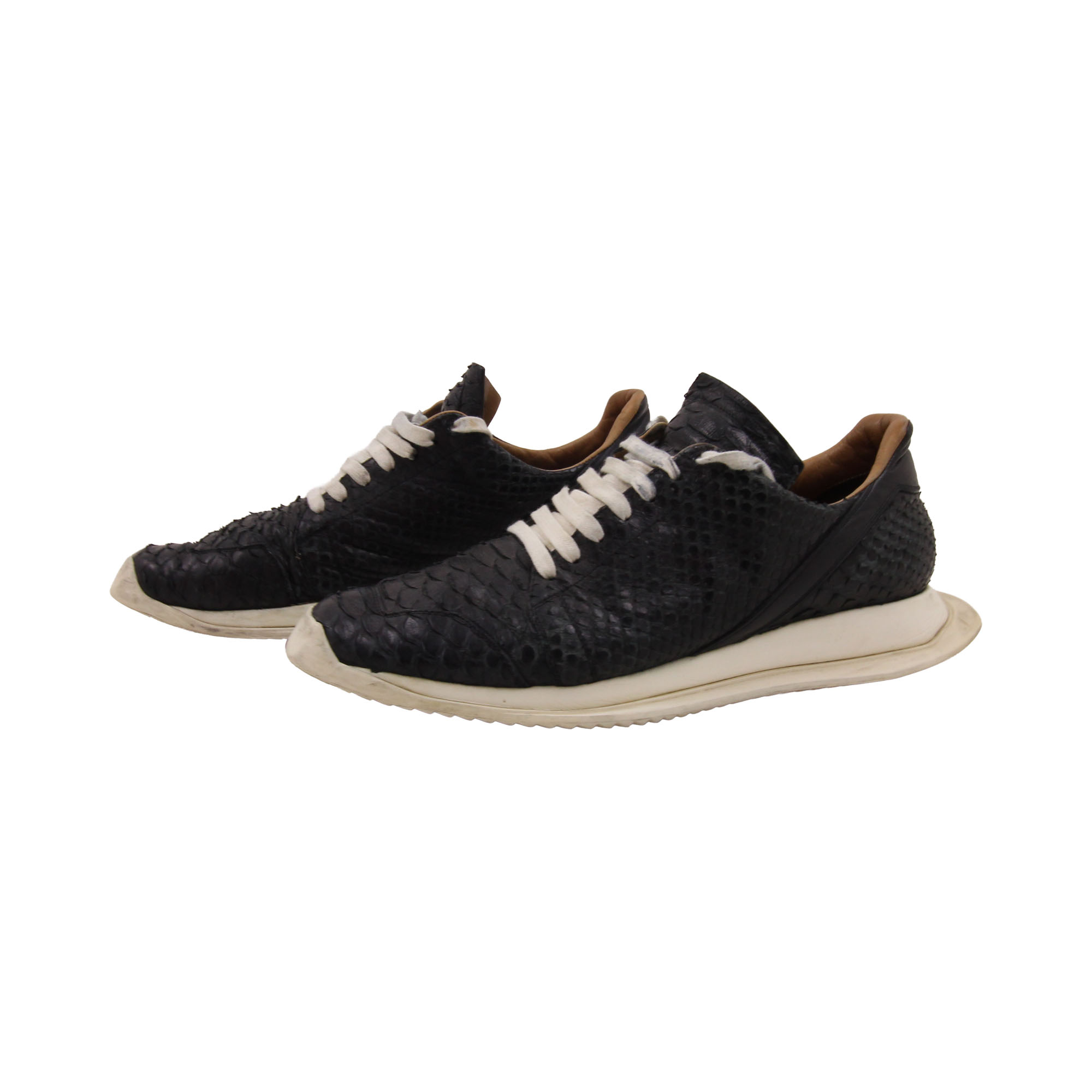 Rick Owens Black Snakeskin Sneakers - EU43