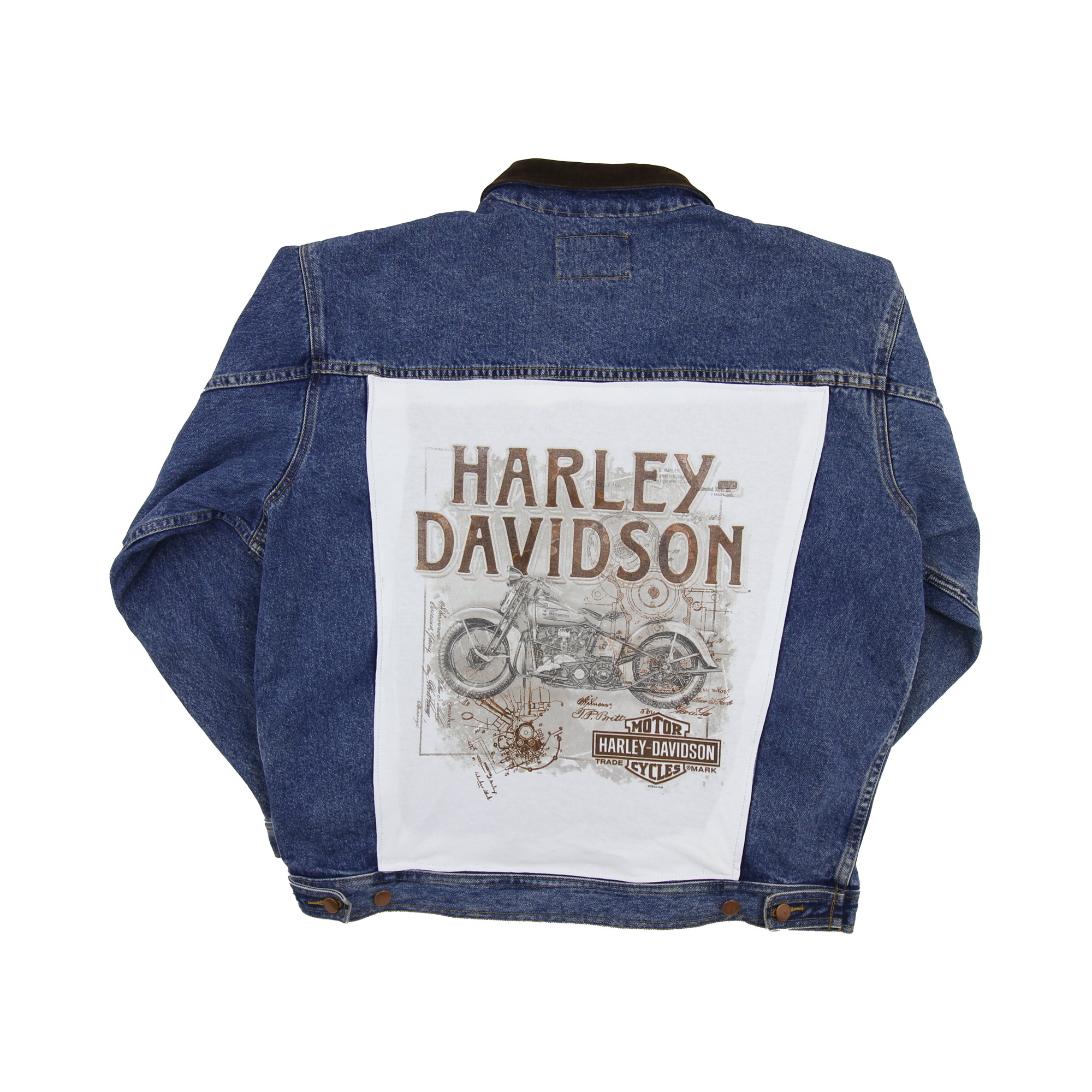 Denim Rework Harley Davidson Thin Jacket - L